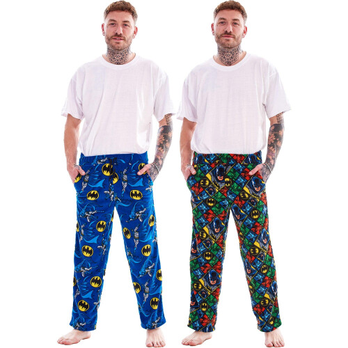 Batman (M, Multicoloured) Batman Mens Lounge Pants (Pack of 2)