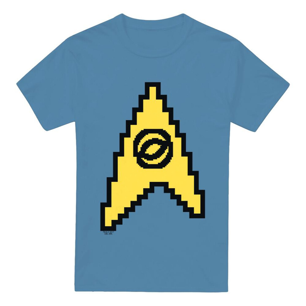 Star Trek (L, Carolina ) Mens Science 8-Bit T-Shirt Blue