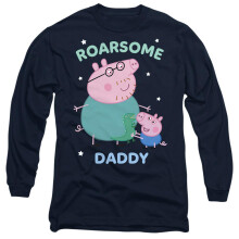 (XXL, Navy) Peppa Pig Unisex Adult Roarsome Daddy Pig Long-Sleeved T-Shirt