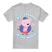 (L, Heather Grey) Peppa Pig Unisex Adult Best Grandpa In The World T-Shirt