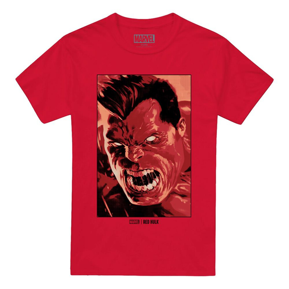 Marvel (L, Red) Mens Red Hulk Roar T-Shirt