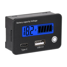 Multifunction 18W Battery Capacity Tester USB Type C QC3.0 for Solar Vehicle Blue display