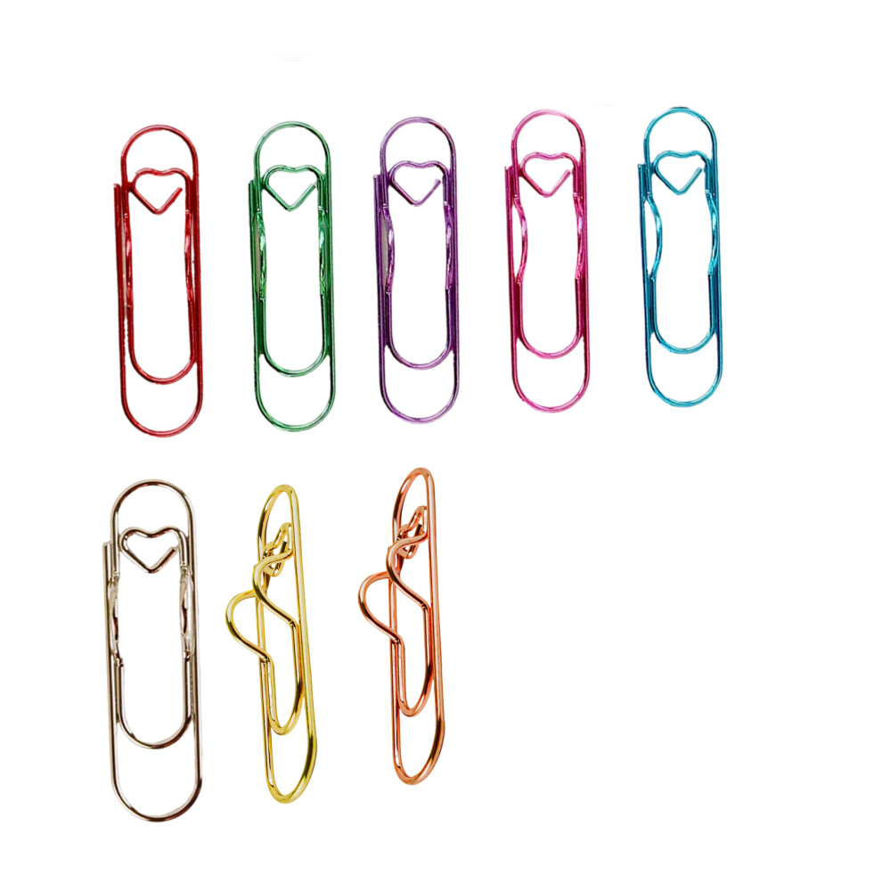 8 Pieces/Set Elegant Heart Design Metal Paper Clips For Documents And Cards 8 Colors 7754004688063