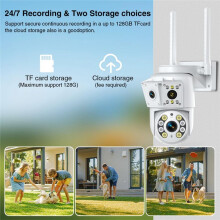 1080P Draadloze Wifi-Camera voor Buiten, Multi-Lens Bewakingscamera, Tweerichtingsintercom, Nachtzicht, Babyfoon