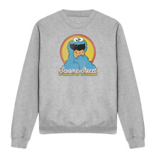 (L, Athletic Heather) Sesame Street Unisex Adult Cookie Monster Layered Sweatshirt