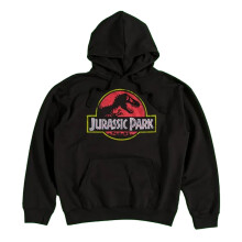 (L, Black) Jurassic Park Unisex Adult Classic Logo Hoodie