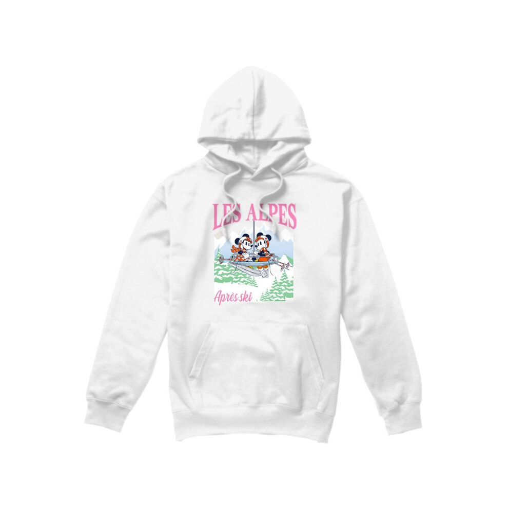 Disney (S, ) Mens Les Alpes Mickey Mouse Hoodie White