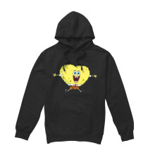 (L, Black) SpongeBob SquarePants Mens Heart-Shaped Sponge Valentine's Day Hoodie