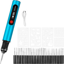 Engraving Pen,for Artists & DIYers - Engrave 50+ Surfaces - Beginner Friendly - Rechargeable - 30 Bits & Mastery Guide C