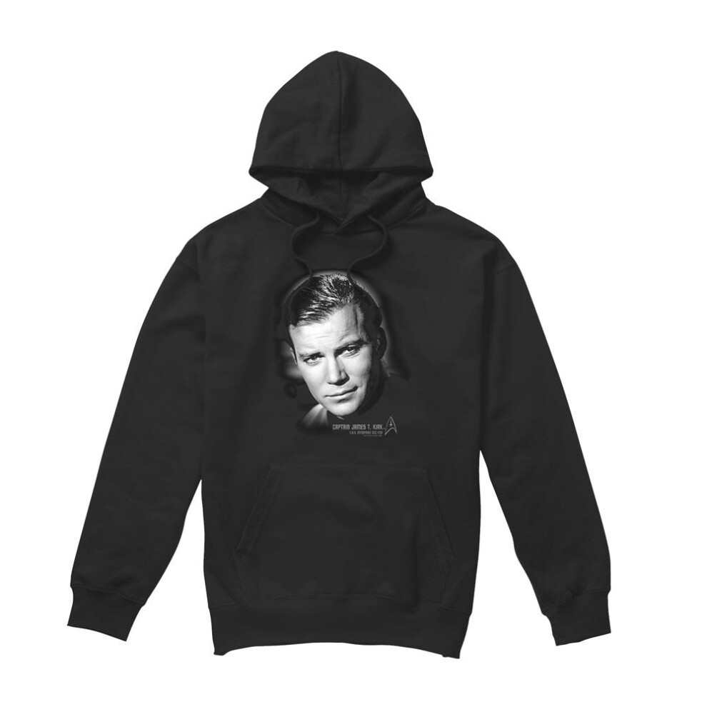 Star Trek (M, ) Mens Captain Kirk Portrait Hoodie Black