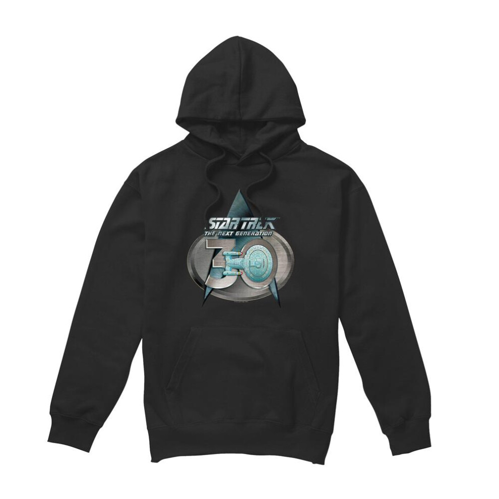 Star Trek (Xxl, ) Mens The Next Generation 30 Logo Hoodie Black