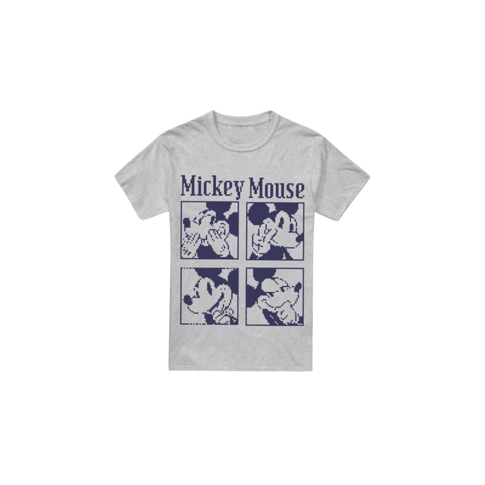 Disney (Xxl, Sport Heather) Mens Mickey Mouse Pixelated T-Shirt Multicoloured
