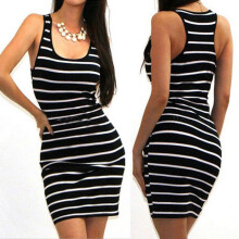 (Black, M) Women Casual Summer Short Mini Dress Cocktail Party Bodycon Evening Sleeveless