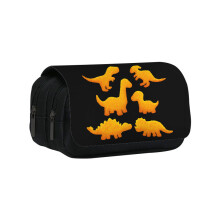 (Style7) Cute Dinosaur Shaped Chicken Block Print Student Double Bag Layer Storage