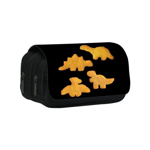 (Style8) Cute Dinosaur Shaped Chicken Block Print Student Double Bag Layer Storage