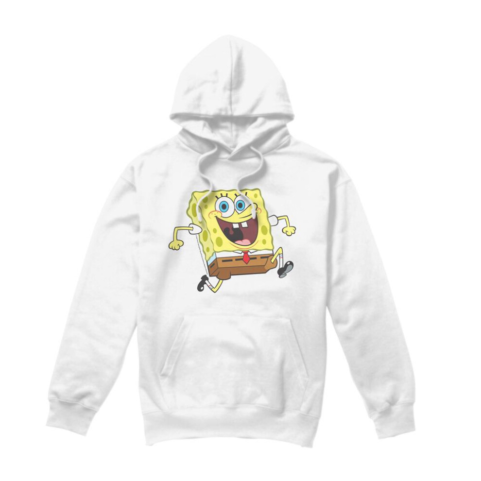 Spongebob Squarepants (L, White) Mens Happy Running Hoodie