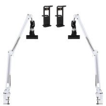 2-Piece White Adjustable Embroidery Hoop Stand for Handiwork, 3-in-1 Hoop/Tablet/Desktop Stand, 360 Rotatable