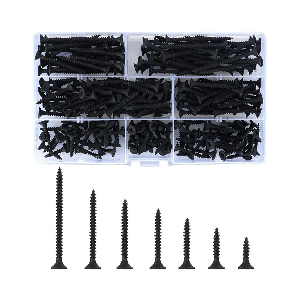220Pcs M3.5 Screw Set Carbon Steel Flat Screw Self-Tapping Screws Assortment Kit Drywall Wood Screws Kit 4711320617538