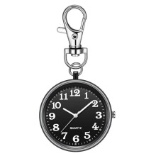 Clip Pocket Watch Quartz Pocket Watch with Key Buckle Hanging Digital Watch Clip for Nurses Doctors Black+Black