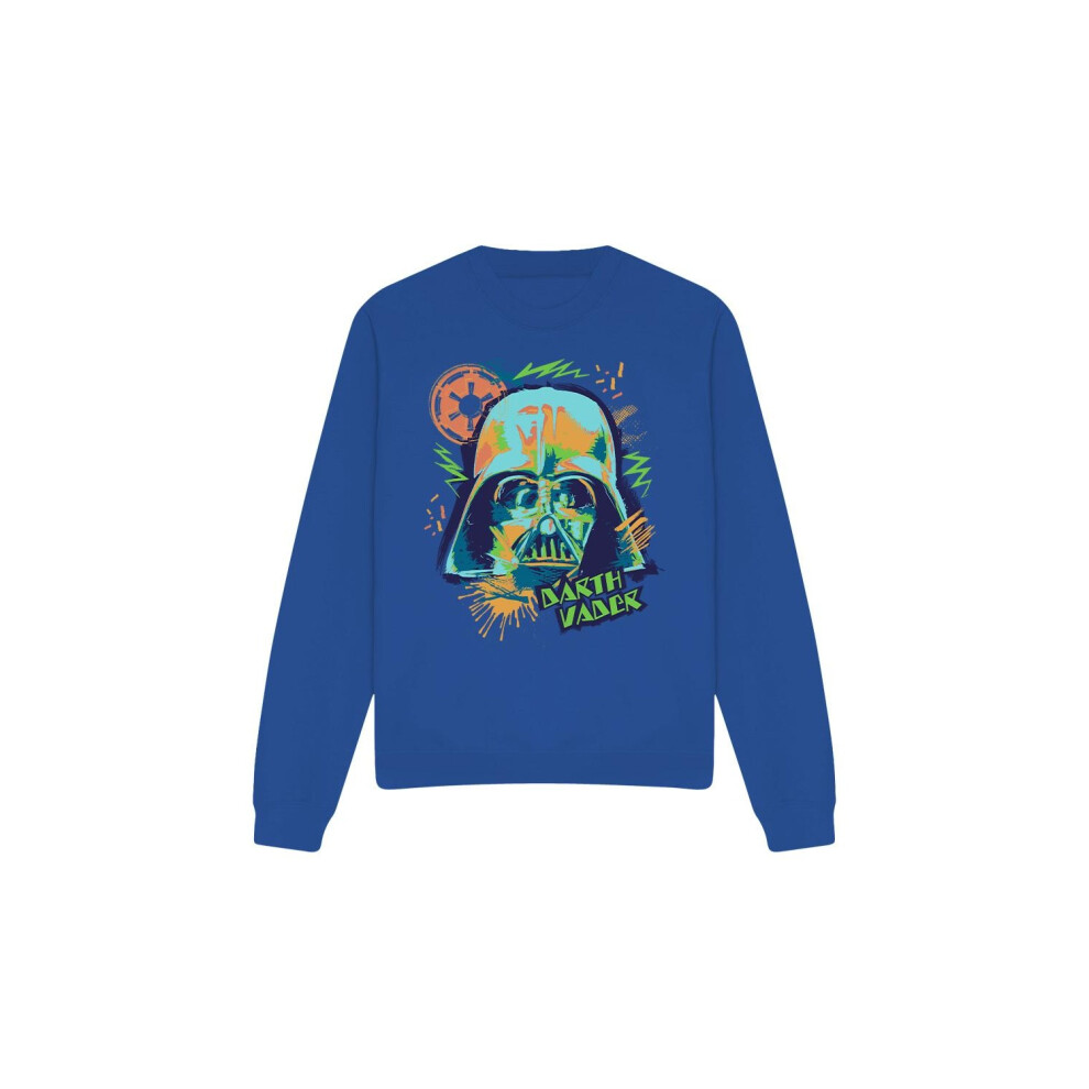 Star Wars (L, Royal ) Unisex Adult 90S Darth Vader Sweatshirt Blue