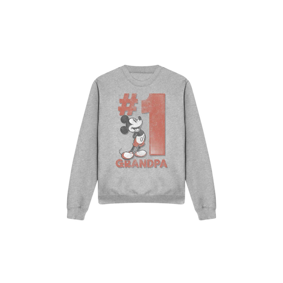 Disney (Xxl, Sport Heather) Unisex Adult Number 1 Grandpa Mickey Mouse Sweatshirt Multicoloured