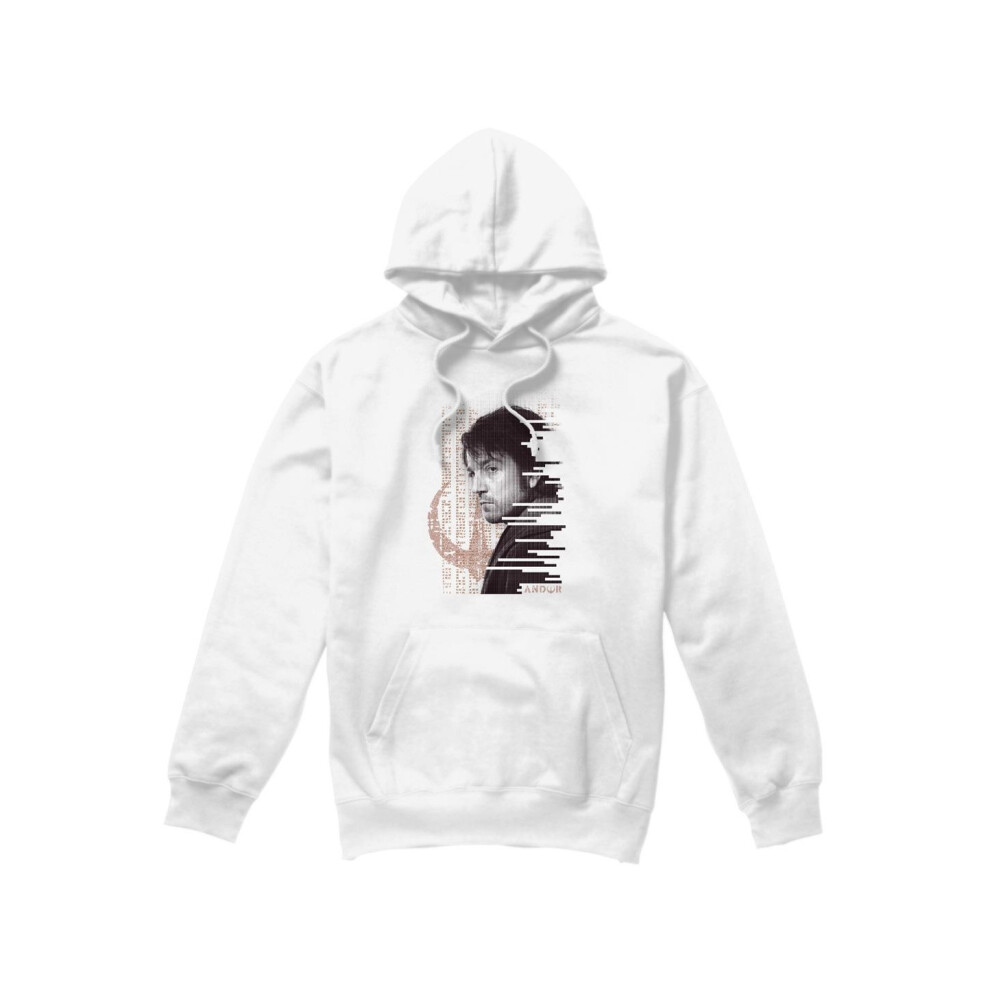 Star Wars (L, ) Mens Redacted Andor Hoodie White