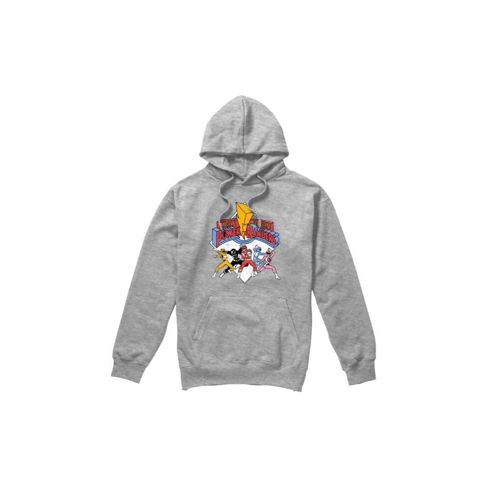 Power Rangers (L, Sport Heather) Mens Retro Rangers Hoodie Multicoloured