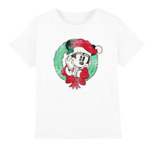 (3-4 Years, White) Disney Childrens/Kids Minnie Mouse Wreath Christmas T-Shirt