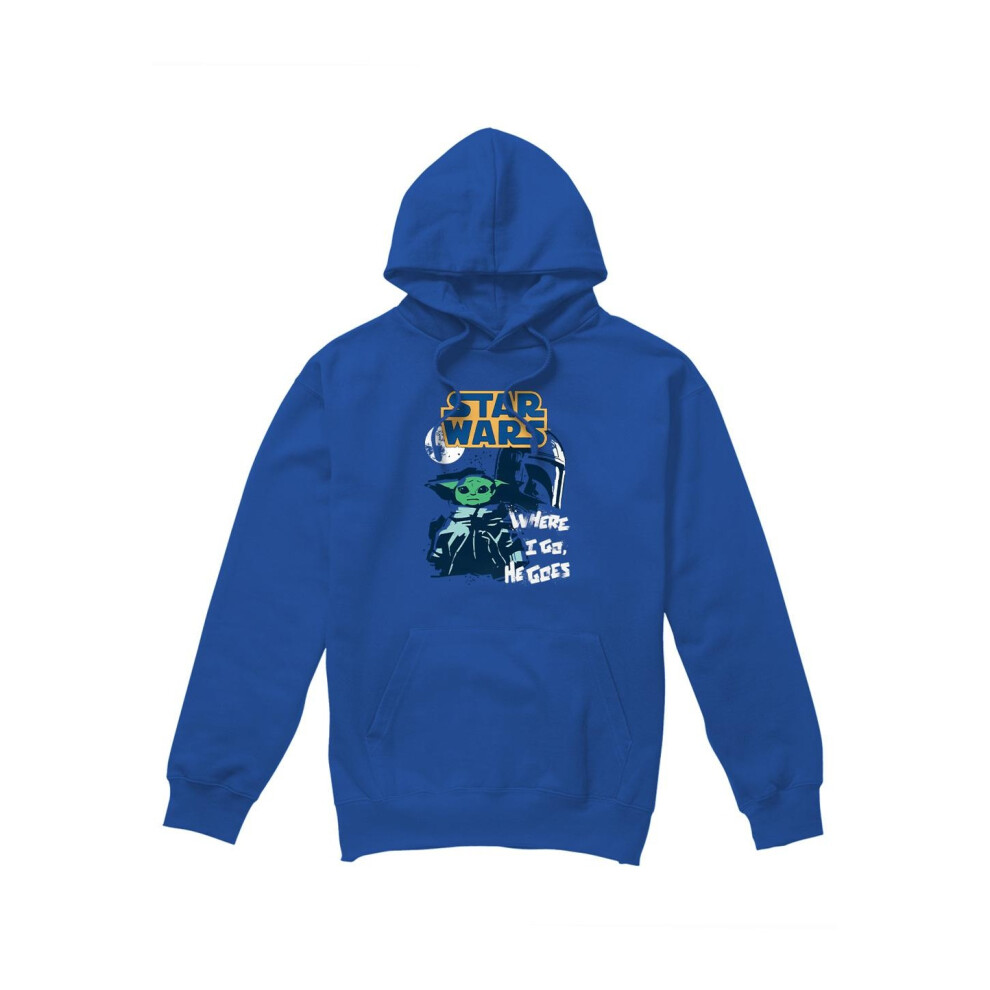 Star Wars (Xl, Royal ) Mens Swipe Grogu Hoodie Blue