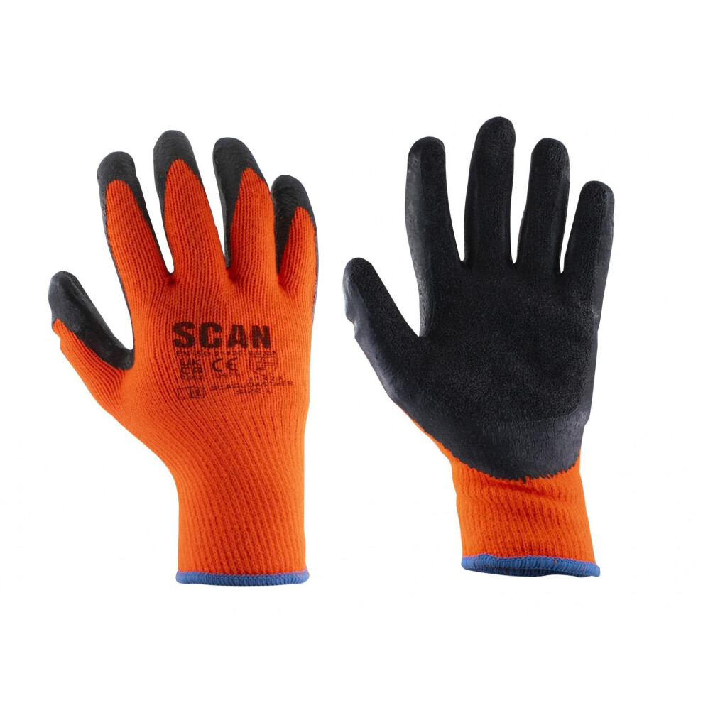 (Size 9 Large (1 Pair), Multi Colour) Scan Thermal Latex Coated Gloves 5063750502908