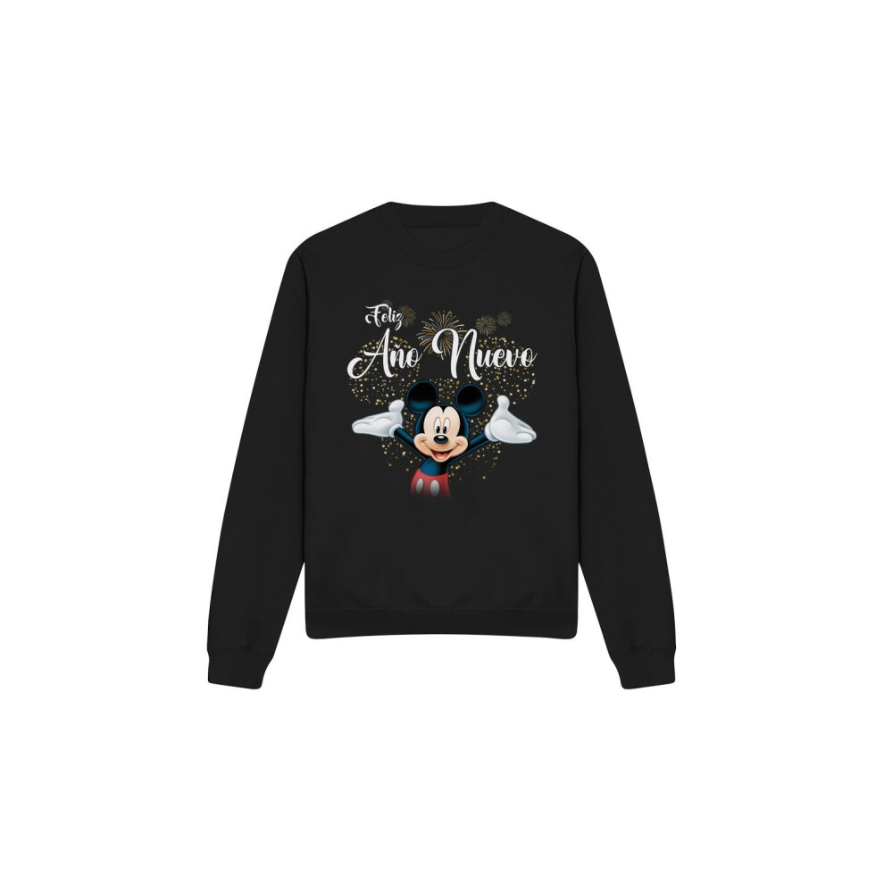Disney (M, Black) Unisex Adult Spanish Mickey Mouse Fireworks New Year Sweatshirt