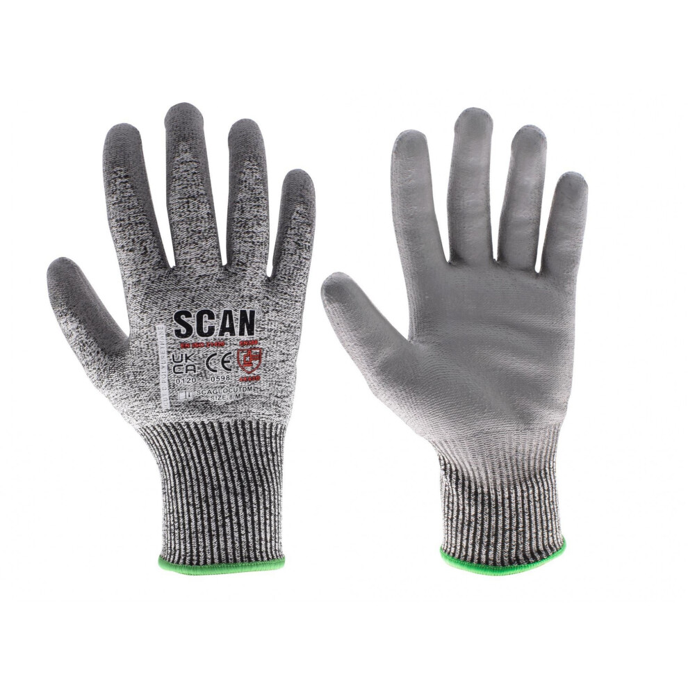 (L (Size 9), Multi Colour) Scan Pu Palm Cut D Gloves 5063750502540