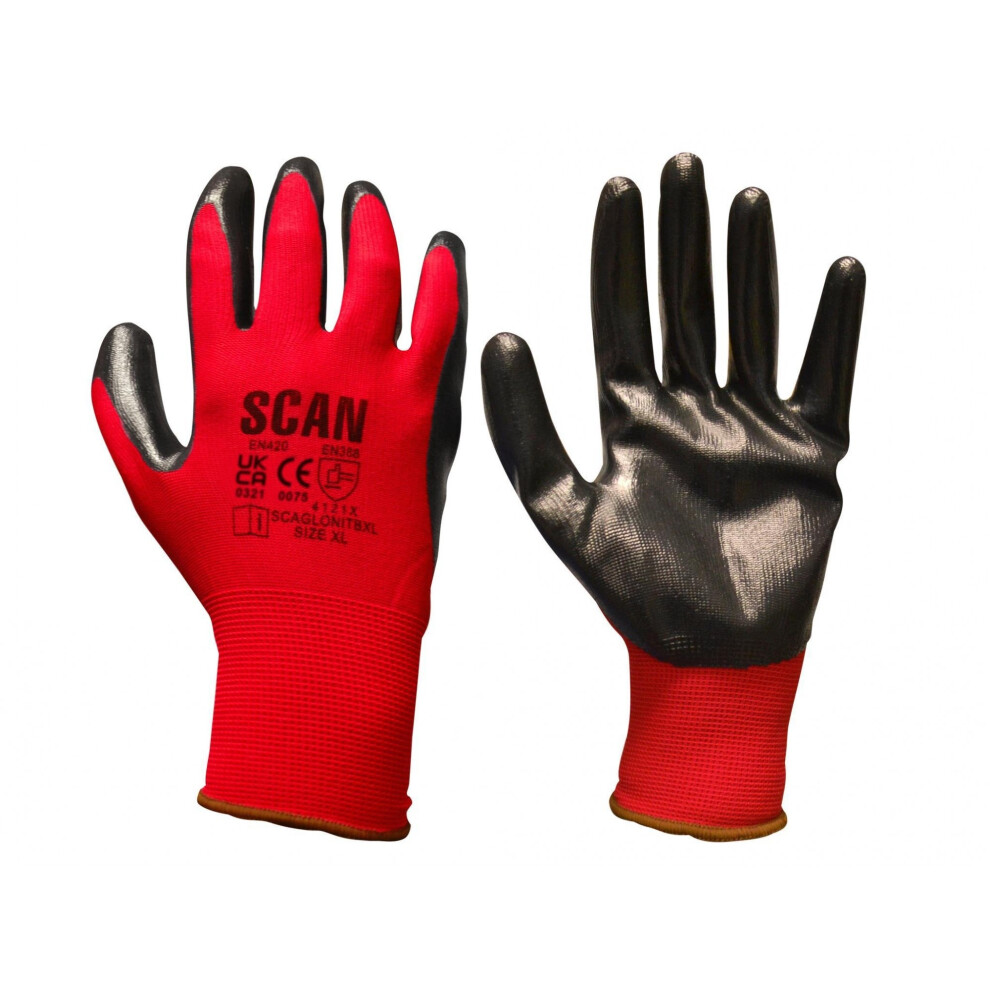 (Extra Large, Multi Colour) Scan Nitrile Coated Knitted Gloves 5063750503127