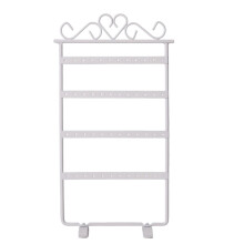 (White) Ear 48holes Earring Studs Jewelry Display Rack Metal Stand Gift Organiser Holder