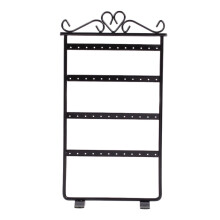 (Black) Ear 48holes Earring Studs Jewelry Display Rack Metal Stand Gift Organiser Holder