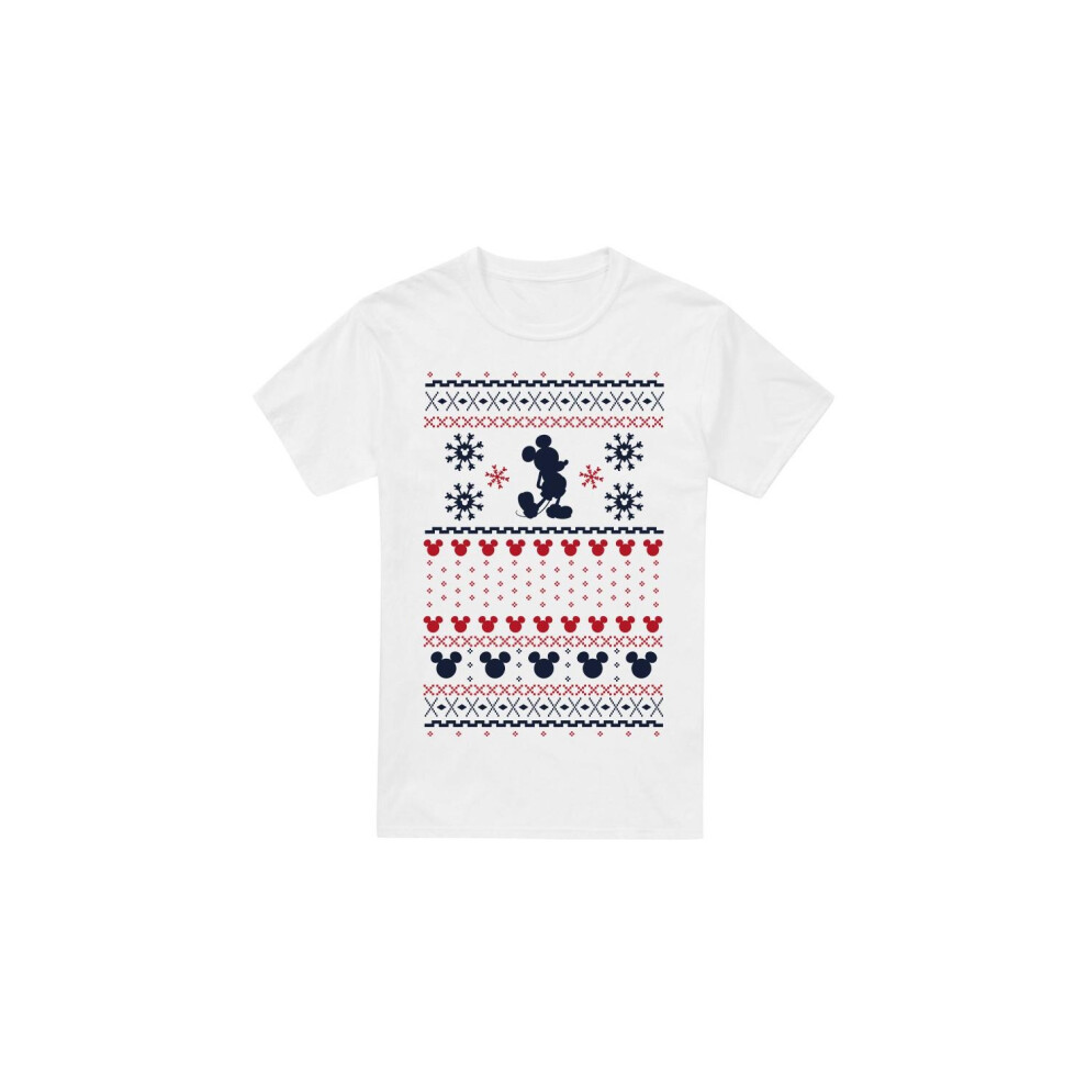 Disney (Xl, White) Mens Mickey Mouse Christmas Sweater T-Shirt