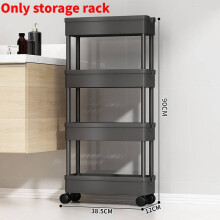 (Black Four Storey,12cm)Mehrzweck Kunststoff 4 Schichten Mobil Aufbewahrung Regal Bad Wäsche Wohnzimmer