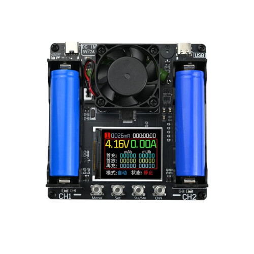Dual Channel 18650 Lithium Battery Capacity Tester with Type C Interface Audible and Visual Alarm Electronic Load Tester