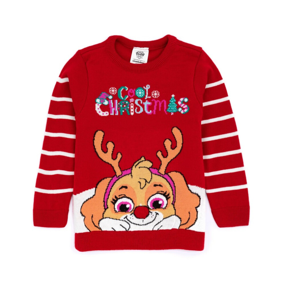 Paw Patrol (4-5 Years, Red) Childrens/Kids Skye Knitted Christmas Jumper