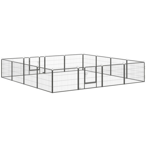 Box per cani e cuccioli con 16 pannelli modulari e 2 ingressi, 80x1,5x60 cm