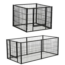Pieni koiran leikkiaitaus, jossa 6 paneelia, ulko- ja sisäkäyttöön, 82,5-150x79x61cm, metallia