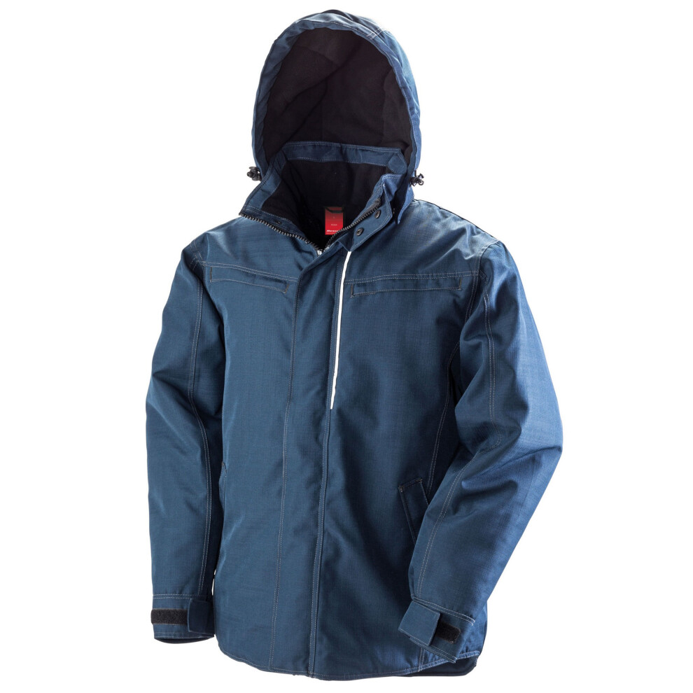 (3Xl, Navy Blue) Work-Guard By Result Unisex Adult Textured Denim Jacket 5063425099504