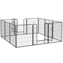 12-paneelinen modulaarinen koiran leikkiaita, 80x100 cm, kokoontaitettava, teräsovella ja 12 tapilla, harmaa