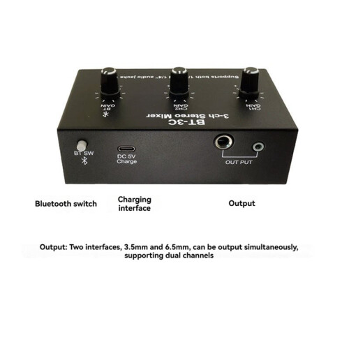 Mesa de Mixagem Estéreo de 3 Canais com Ajuste de Volume,  5.4, Expansor de Áudio para Instrumentos e Microfones