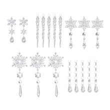 Crystal Clear Snowflake Christmas Tree Pendants Icicle Decorations for Holiday Winter Transparent Hanging Ornament