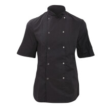 (L, Black) Dennys Womens/Ladies Economy Short Sleeve Chefs Jacket / Chefswear (Pack of 2)