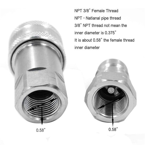 3set 3/8Inch NPT Thread ISO7241-1A Hydraulic Quick Disconnect Coupler Set with Dust Cap
