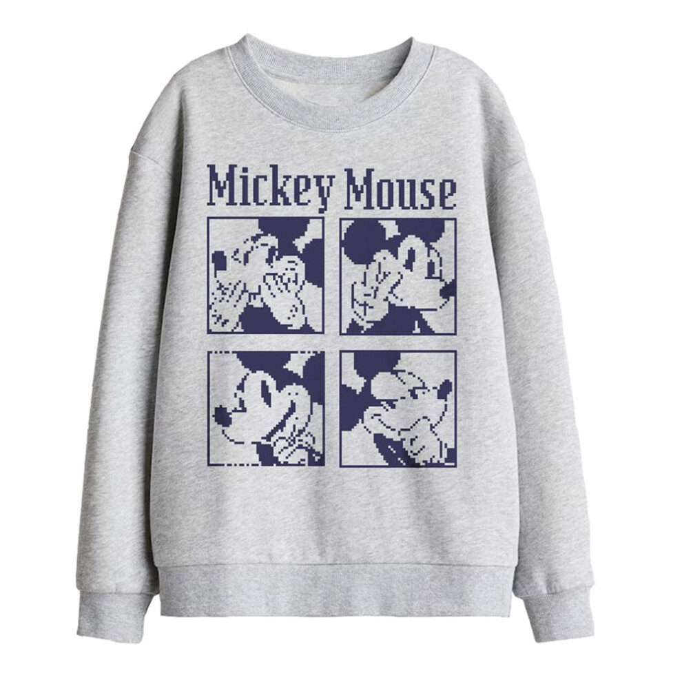 Disney (7-8 Years, Athletic Heather) Childrens/Kids Mickey Mouse Pixelated Sweatshirt