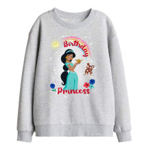 (12-13 Years, Athletic Heather) Aladdin Childrens/Kids Birthday Princess Jasmine Abu Sweatshirt