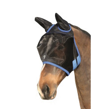(Pony, Black/Palace Blue) Hy BHB Equestrian Mesh Half Mask With Ears